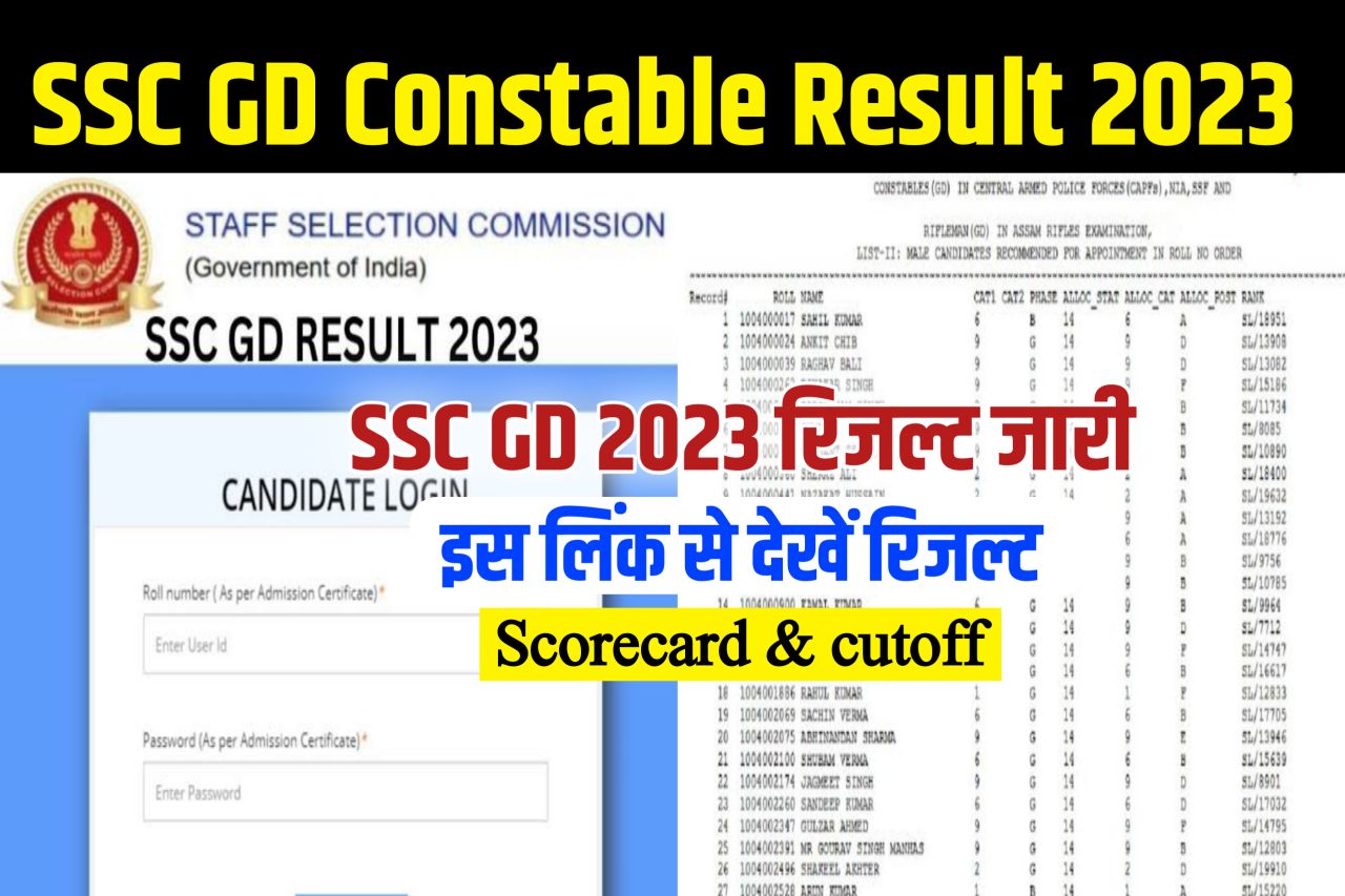 SSC GD Result 2023 Kaise Dekhe Constable GD Cut Off Marks Merit List