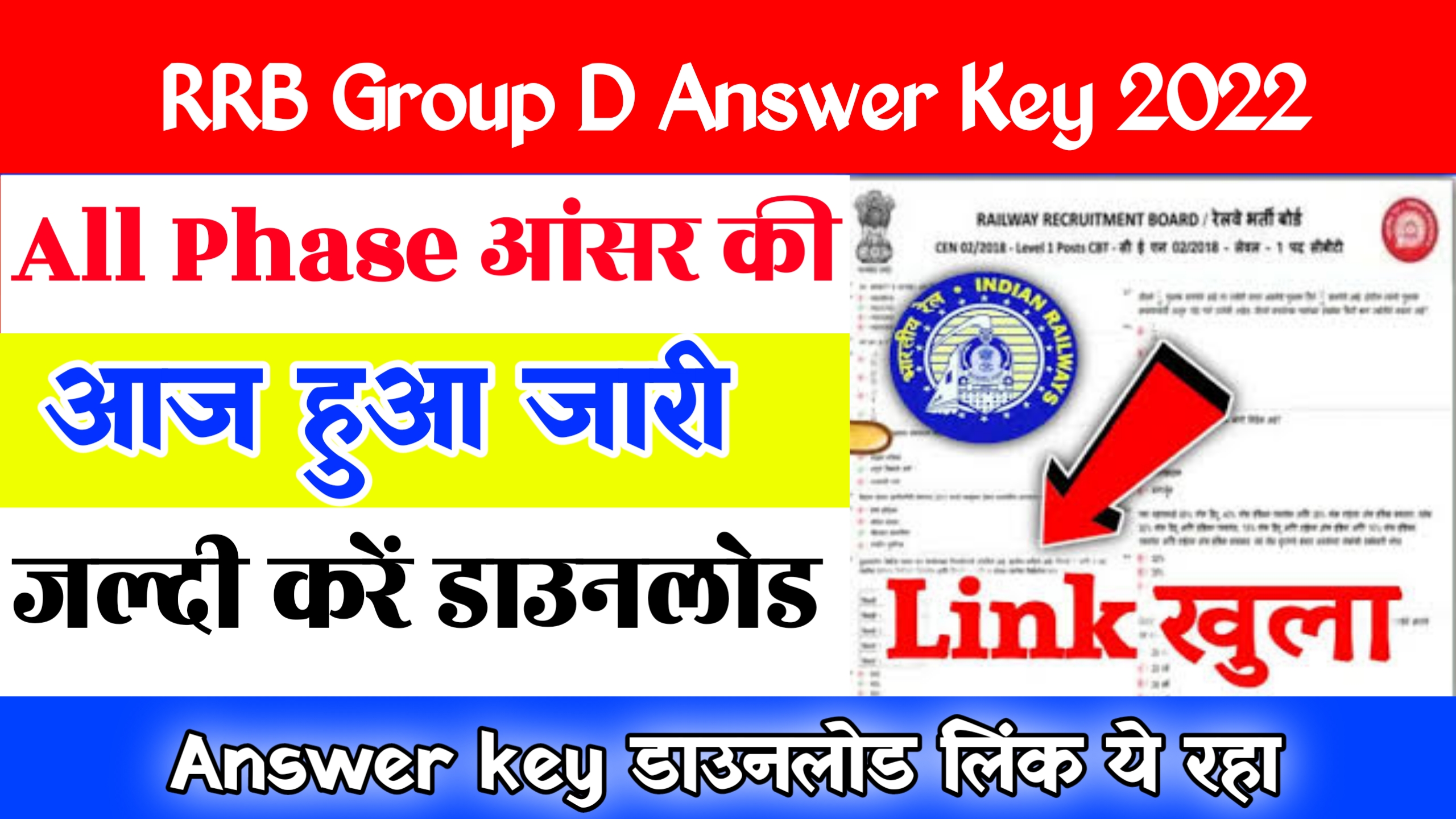 RRB Group D Answer Key 2022 Download :All Phase @rrbcdg.gov.in