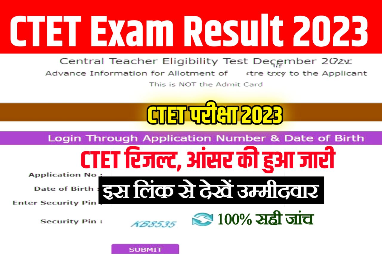 CTET Result 2023 Check Now : Paper 1, 2 Dec Answer sheet, Result @ctet.nic.in