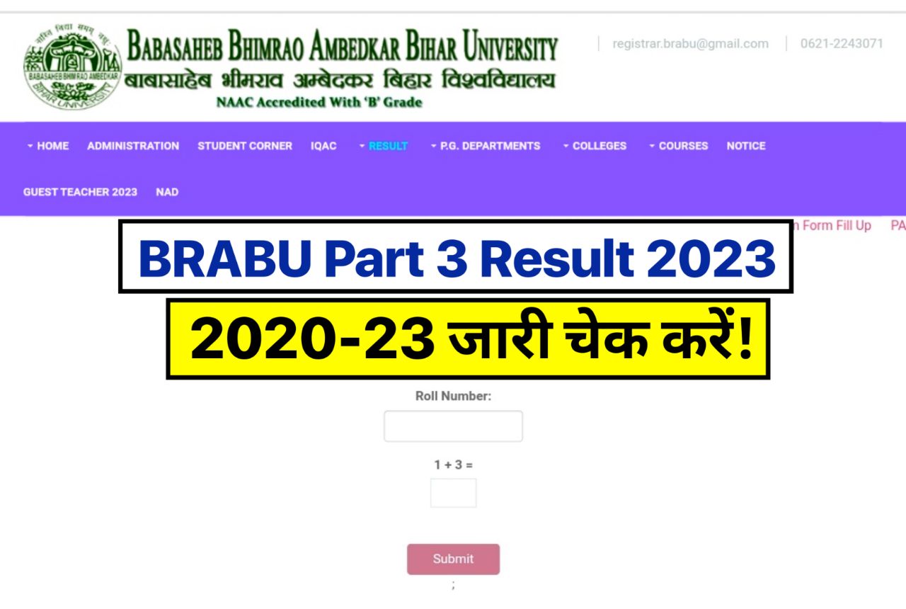 BRABU Part 3 Result 2023 (OUT), (2020-23) ,BA BSc BCom Result Link, TDC 3rd Year Result @brabu.net