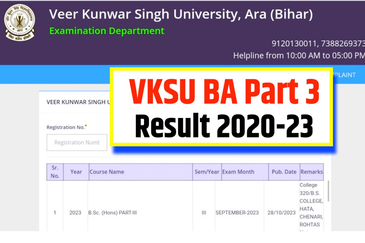 VKSU BA Part 3 Result 2023 Link, (2020-23) Download Marksheet @vksuexams.com