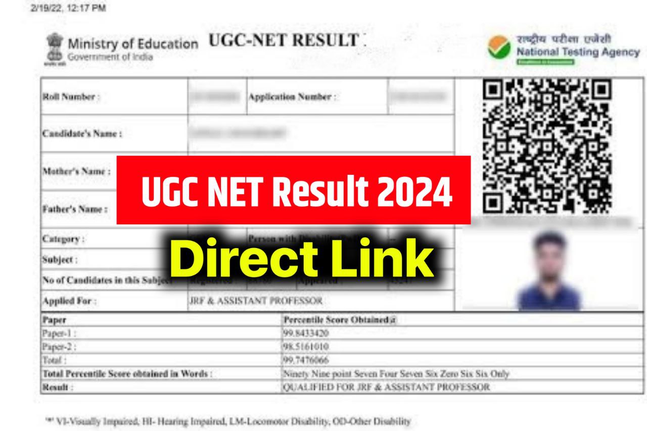 UGC NET Result 2024, Scorecard Download, Cut Off Marks @ugcnet.nta.nic.in