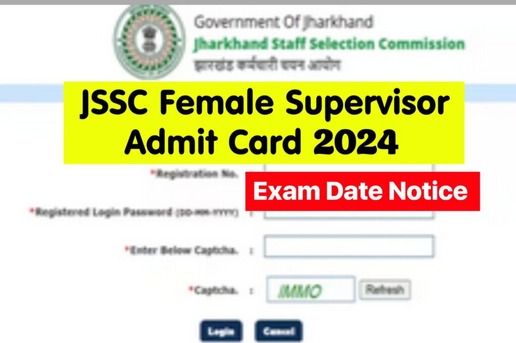 JSSC Female Supervisor Admit Card 2024, Exam Date Notice @jssc.nic.in