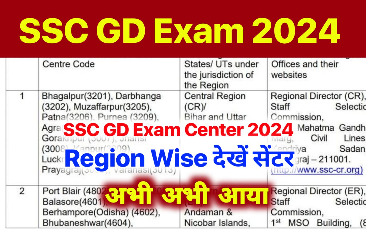 SSC GD Exam Center 2024 Pdf : छात्रों के लिए आई खुशखबरी एसएससी जीडी परीक्षा 2024 का परीक्षा सेंटर आया चेक करें एडमिट कार्ड