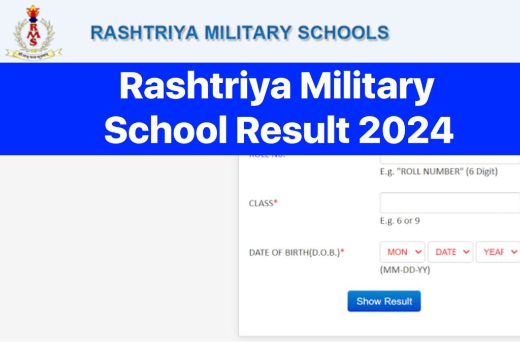 Rashtriya Military School Result 2024, RMS CET Result Check @www.rashtriyamilitaryschools.edu.in