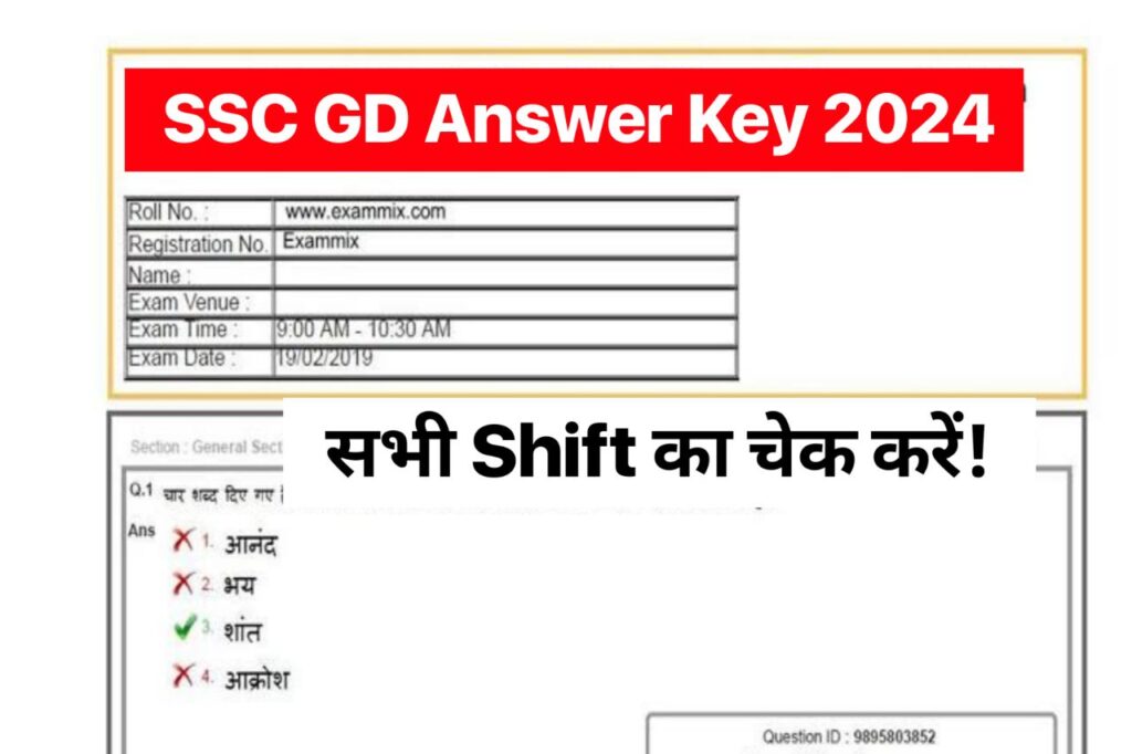 SSC GD Answer Key 2024: (All Shift) ,Response Sheet PDF @ssc.nic.in