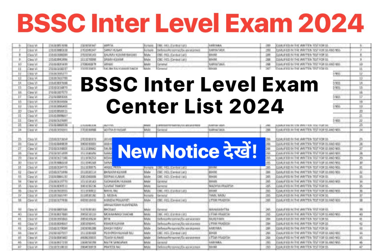 BSSC Inter Level Exam Center List 2024 Update Live : अभी अभी खुशखबरी आई बिहार एसएससी इंटर लेवल परीक्षा 2024 का परीक्षा सेंटर चेक करें