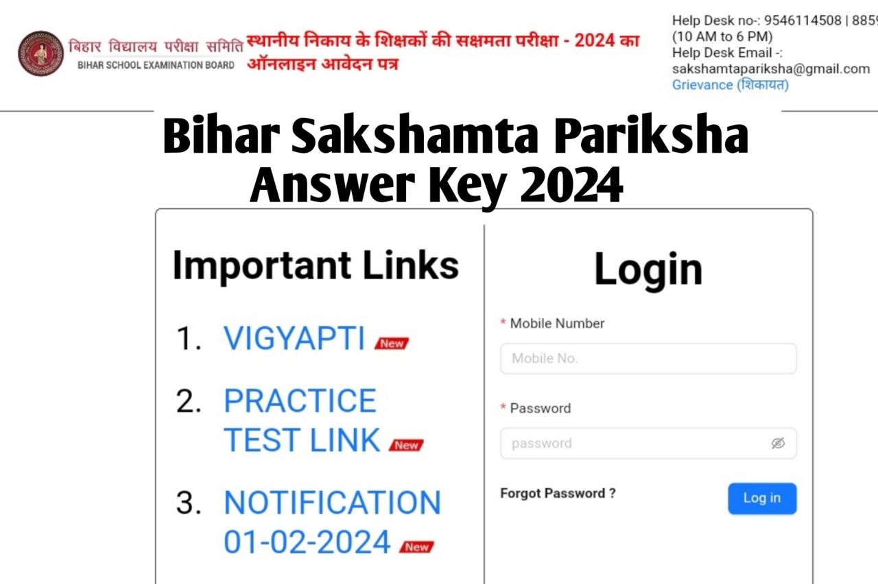 Bihar Sakshamta Pariksha Answer Key 2024: Direct Download Link to Active at bsebsakshamta.com