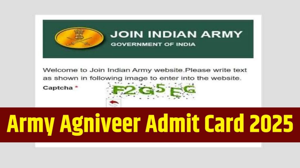 Indian Army Agniveer Admit Card 2025 : (जारी हुआ), Check Exam Date & City