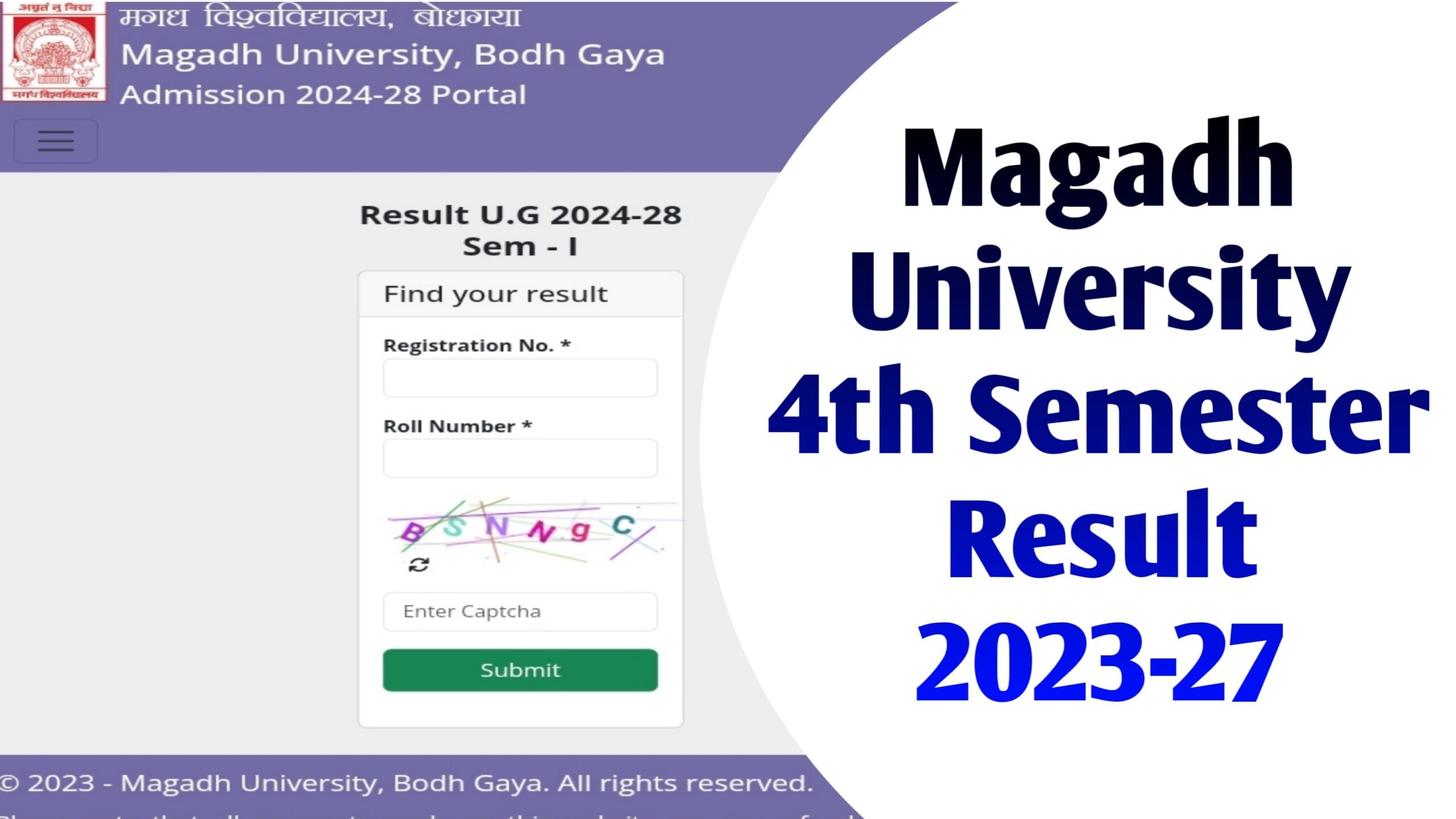 Magadh University 4th Semester Result 2025 (Session 2023-27): BA BSc & BCom 4th Year Result