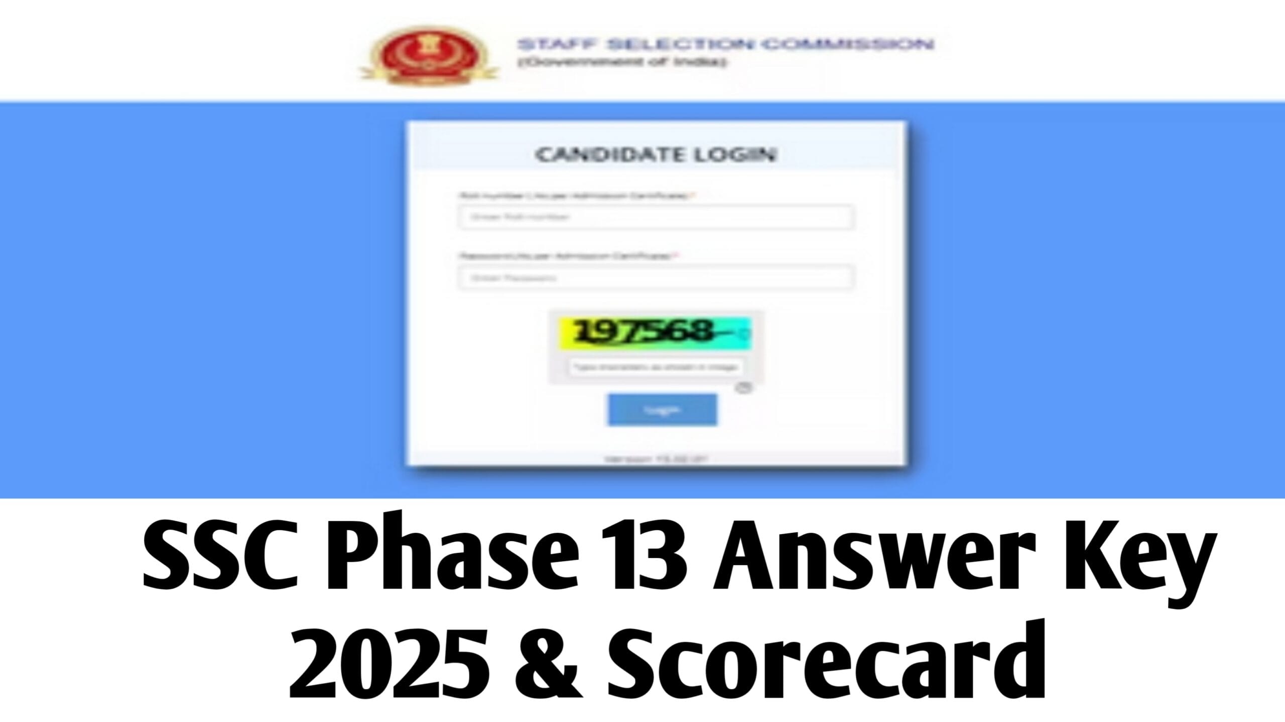 SSC Phase 13 Answer Key 2025: Phase 13 Answer Key & Response Sheet