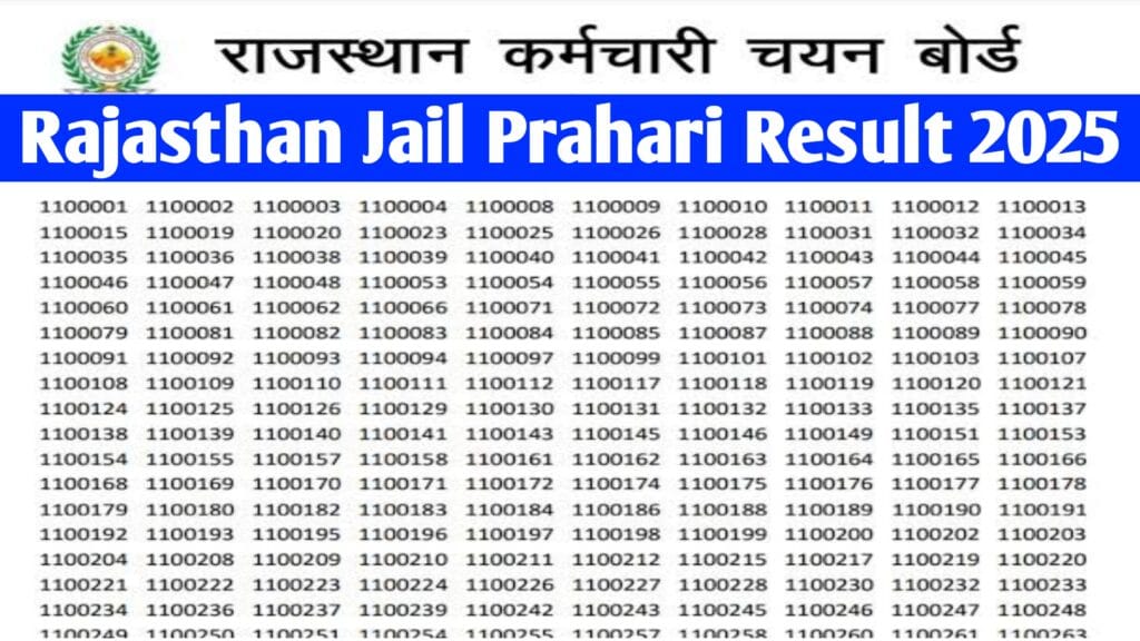 Rajasthan Jail Prahari Result 2025: (लिंक जारी), Merit List, Cut-off marks ऐसे चेक करें