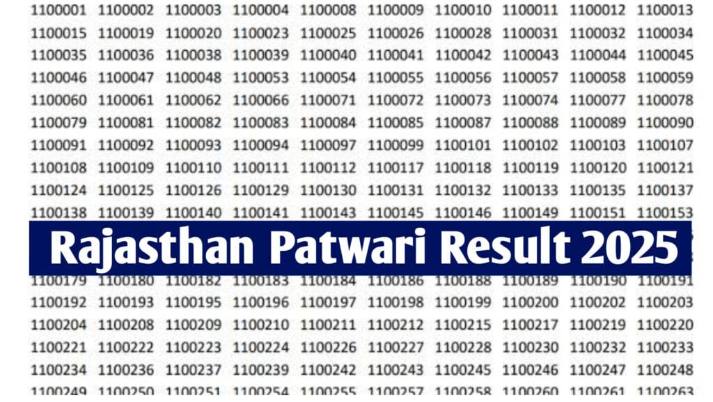 Rajasthan Patwari Result 2025 : Cut Off Marks & Merit List
