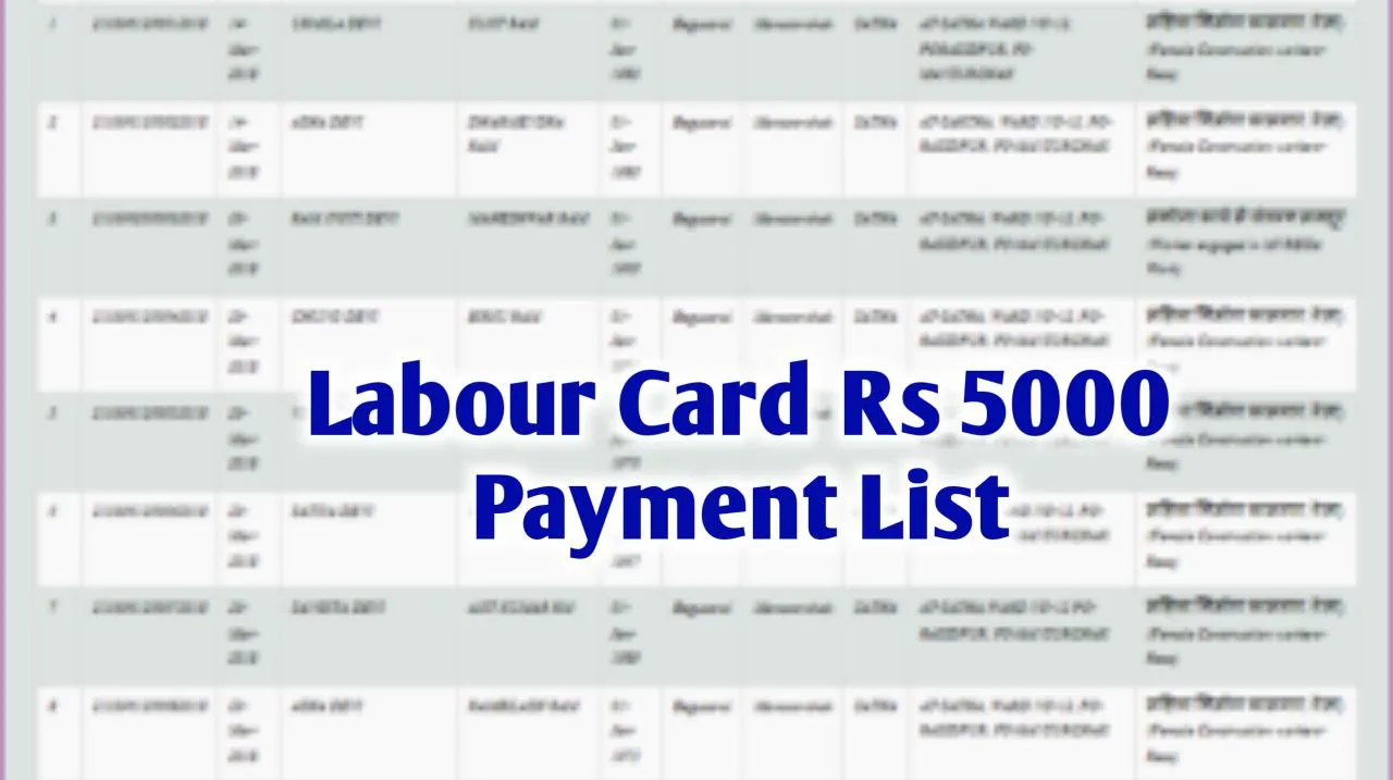 Labour Card Rs 5000 Payment List: लेबर कार्ड धारकों के खाते में ₹5000 जारी पेमेंट लिस्ट चेक करें