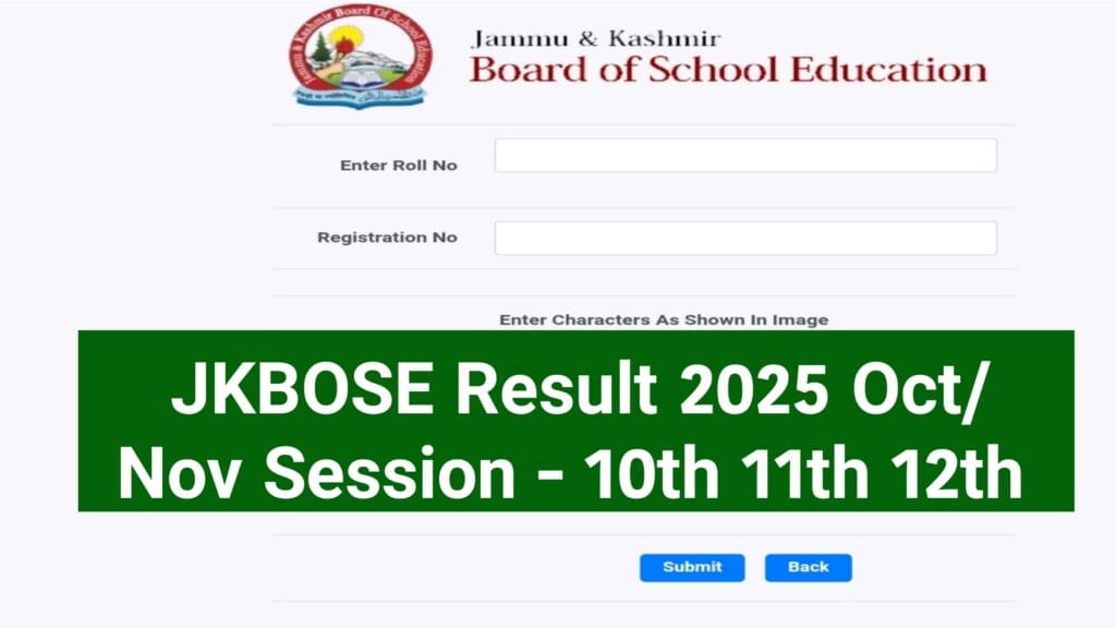 JKBOSE Result 2025 Oct/Nov Session - 10th 11th 12th Kashmir Board Result @jkbose.nic.in:
