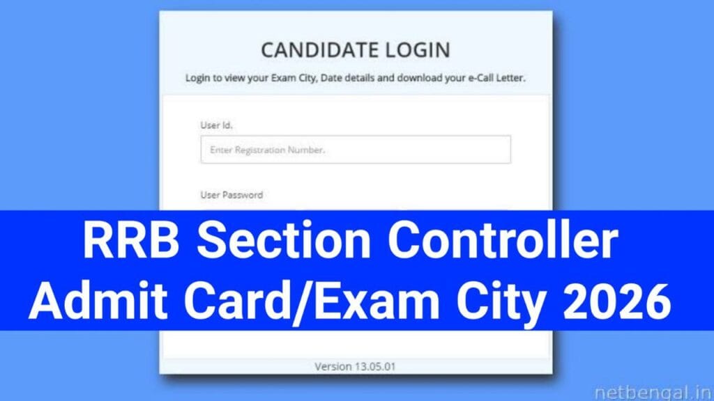 RRB Section Controller Admit Card 2026 [Link] Check RRB Section Controller Exam City 2026