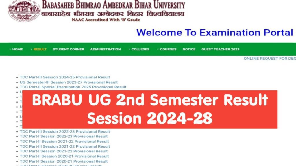 BRABU UG Semester 2 Result 2024 28: BRABU 2nd Semester Result 2026 Download