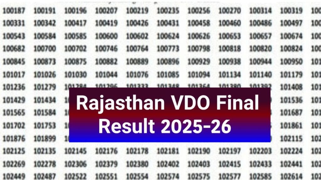Rajasthan VDO Final Result 2025-26 (चेक करें) - Download Scorecard