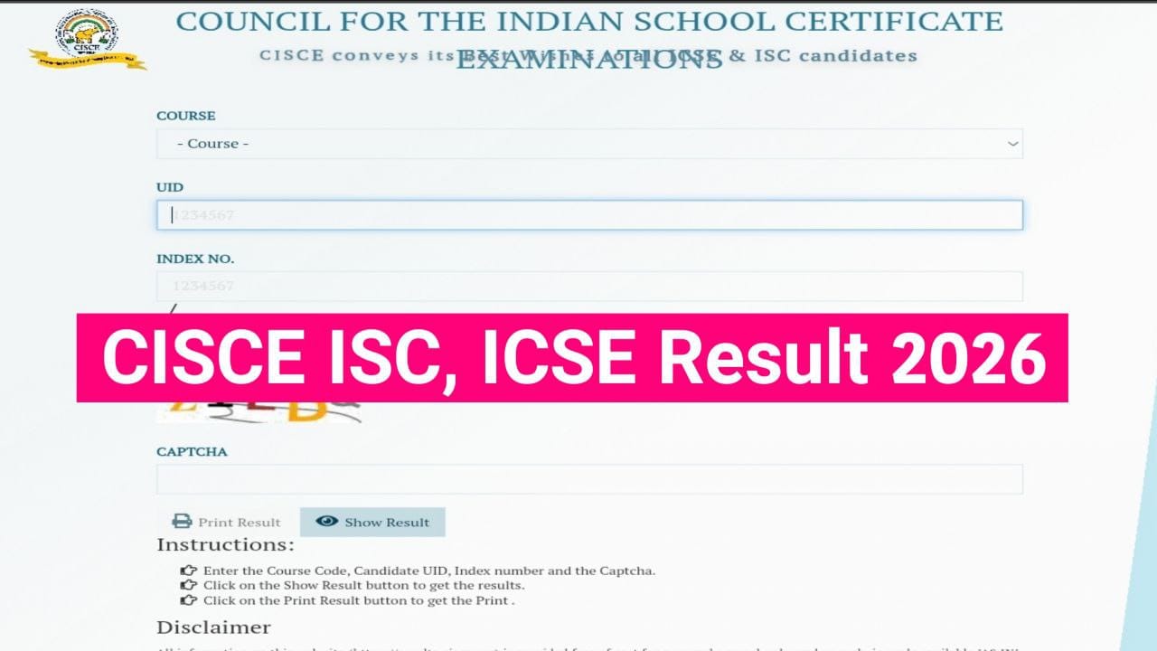 CISCE ISC, ICSE Result 2026 at results.cisce.org पर ऐसे देख 10वीं 12वीं का रिजल्ट