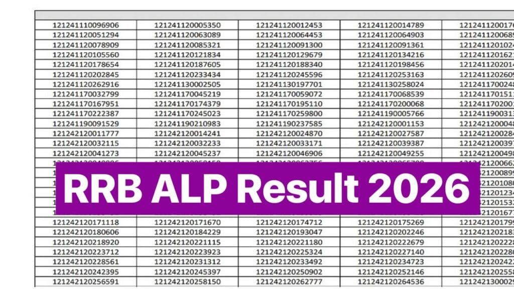 RRB ALP Result 2026; CCEN 01/2025 – Result और स्कोर कार्ड यहां से देखें