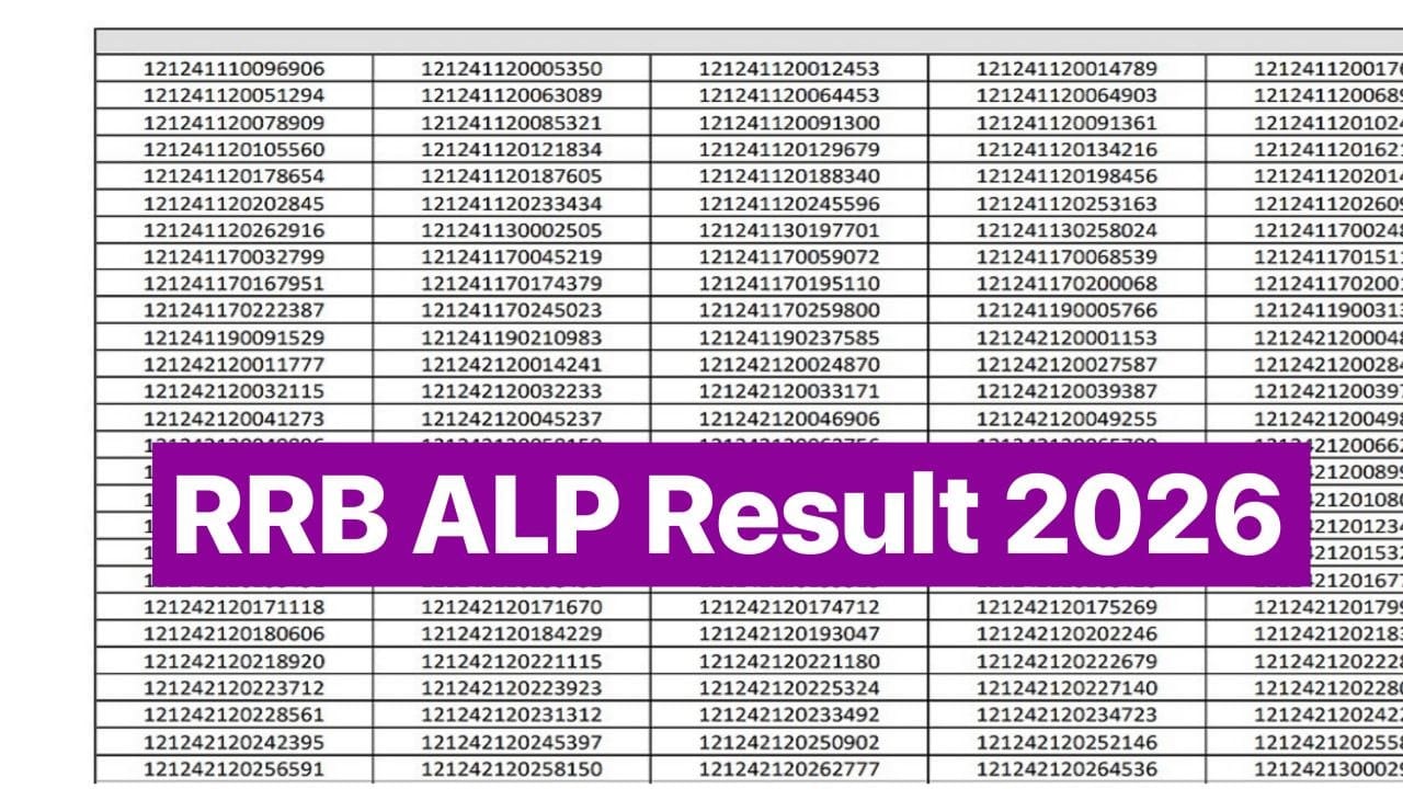 RRB ALP Result 2026; CCEN 01/2025 – Result और स्कोर कार्ड यहां से देखें