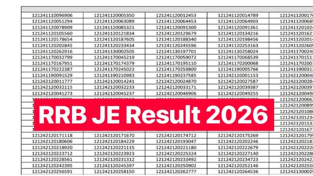 RRB JE Result 2026; CEN 05/2025 – Result और स्कोर कार्ड यहां से देखें