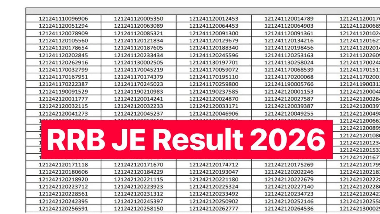 RRB JE Result 2026; CEN 05/2025 – Result और स्कोर कार्ड यहां से देखें